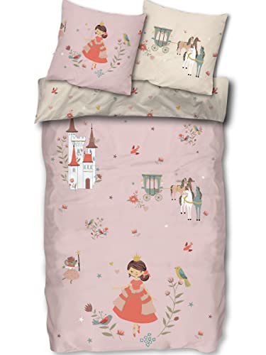 SkyBrands Bettwäsche Mädchen 135x200 Prinzessin [mit Beutel] Einhorn Kinder Bettwäsche Set 2 TLG. 1x Bettbezug 1x Kissenbezug Baumwolle Mädchenbettwäsche