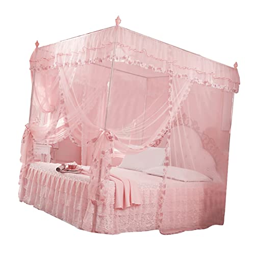 Akozon Luxus-Prinzessin 3 Seitliche Öffnungen, Himmelbett-Vorhang, Moskitonetz, Bettwäsche, 4 Ecken, Himmelbett-Vorhang, Moskitonetz für Mädchen und Erwachsene (150 * 200 * 200)