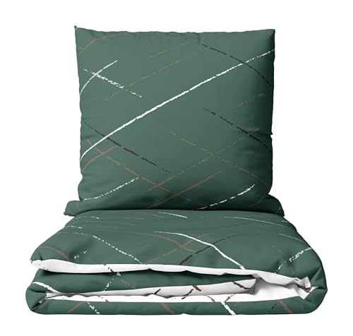Leonado Vicenti Bettwäsche Set 155x200 cm Baumwolle 4-Jahreszeiten Streifen Grün Wendebettwäsche mit Reißverschluss Kissenbezug 80x80 cm Atmungsaktiv Leonado Vicenti Bettwäsche Set 155x200 cm Baumwolle 4-Jahreszeiten Streifen Grün Wendebettwäsche mit Reißverschluss Kissenbezug 80x80 cm Atmungsaktiv
