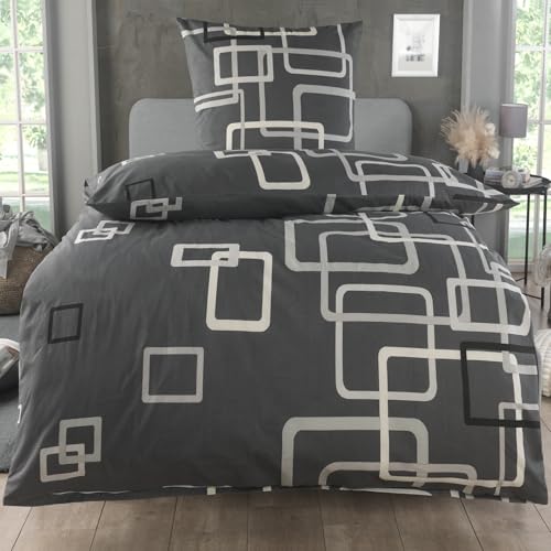 MALIKA Bettwäsche 135x200 Baumwolle Sets, Karo Bettbezug 135 x 200 cm, Kissenbezug 80x80 cm, Renforcé, Oeko-TEX Bettwäsche mit Reißverschluss
