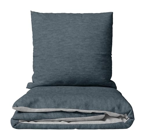 Leonado Vicenti Bettwäsche Baumwolle 135x200 cm Set 2-teilig Anthrazit Hellgrau Uni Wendebettwäsche mit YKK Reißverschluss