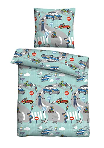 biberna 0004525 Feinbiber-Bettwäsche türkis 1x 135x200 cm + 1x 80x80 cm