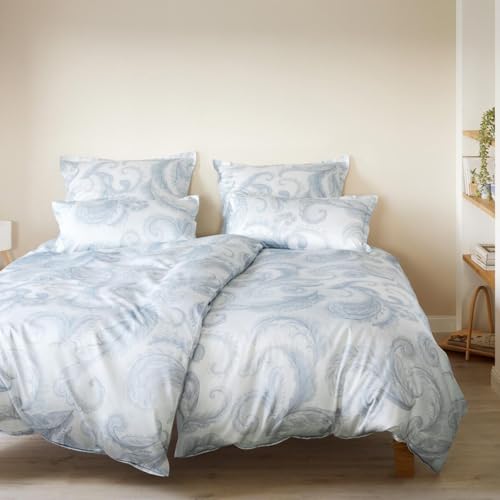 elegante Seiden Satin Bettwäsche Grandezza Rauchblau elegante Seiden Satin Bettwäsche Grandezza Rauchblau