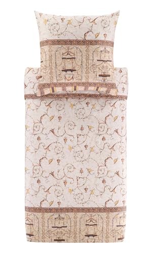 Bassetti OPLONTIS Bettwäsche + 1 Kissenhülle aus 100% Baumwollsatin in der Farbe Beige 4M, Maße: 155x220 + 1 K 80x80 cm - 9331444