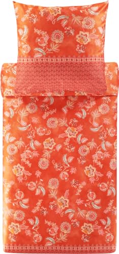 Bassetti CHIAIA Bettwäsche + 1 Kissenhülle aus 100% Baumwollsatin in der Farbe Tangerinen R1, Maße: 135x200 + 1 K 80x80 cm - 9327383