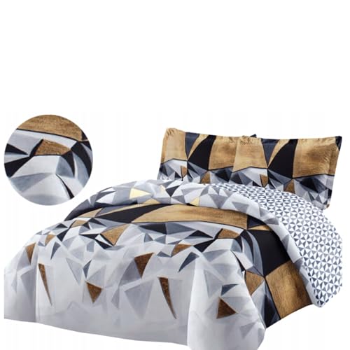 TEXTILOVE Bettwäsche 3-teilig Set 160x200 cm mit 2X Kissenbezug 70x80 cm Flauschige 100% Mikrofaser Flanell Warme Bettwäsche Modern Deckenbezug Rauten 7