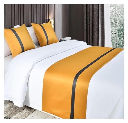 Bettschal, Weicher Bettläufer, violett, seidiger Satin, Tagesdecke, einfarbig, for Zuhause, Bettwäsche, Dekor, Schals, modischer Schal(Gold,50 * 240cm for 180cm Bed)