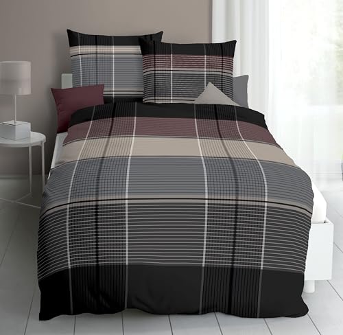 *** Kaeppel Mako-Satin Bettwäsche 135x200 80x80 mit Reißverschluss (Rubin) ***