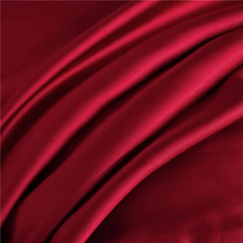 Luxuriöses Bettwäsche-Set aus roter Maulbeerseide, einfarbig, King-Size-Größe (250 x 270 cm), hochwertige weiche Seiden-Bettwäsche für Zuhause, hypoallergen und atmungsaktiv