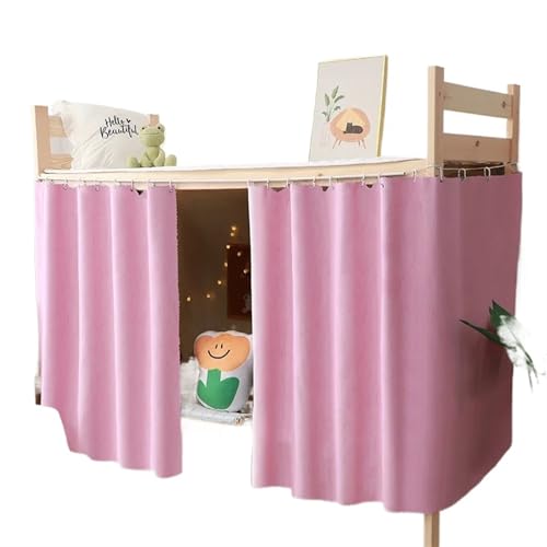 YUSUZH Studentenwohnheim Verdickter Bettvorhang Blackout Tuch Einfarbig for Bettwäsche Zelt Bett Baldachin Schule Bettnetze für Studentenwohnheime(Pink,H 1.50m)