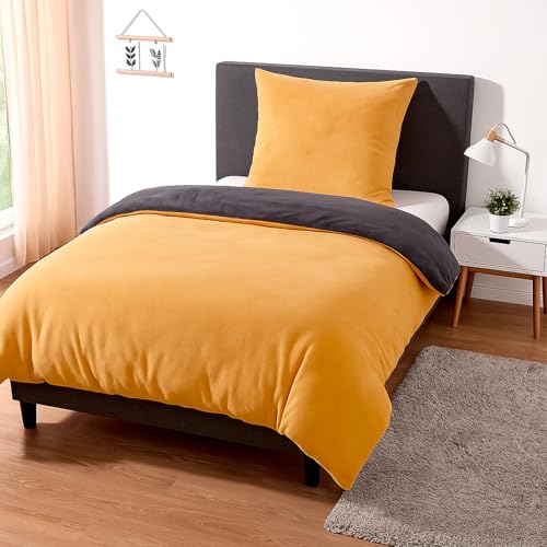 heimtexland Teddy Flanell Wende Bettwäsche Set I Winter Bettbezug I kuschelig weich und warm I Kopfkissen 80x80 I Bettdecke 135x200 I Cashmere Touch Geschenkidee Weihnachten Typ751 Curry heimtexland Teddy Flanell Wende Bettwäsche Set I Winter Bettbezug I kuschelig weich und warm I Kopfkissen 80x80 I Bettdecke 135x200 I Cashmere Touch Geschenkidee Weihnachten Typ751 Curry