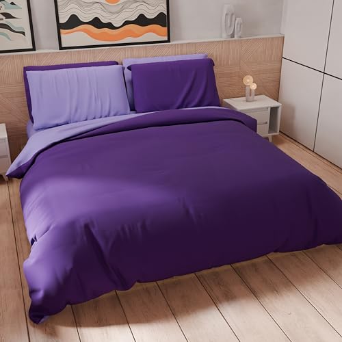 PETTI Artigiani Italiani - Bettwäsche-Set für Einzelbett, 160 x 200 cm (1 Kissenbezug 50 x 80 cm inklusive), Bettwäsche-Set aus weicher Mikrofaser, lila - violett