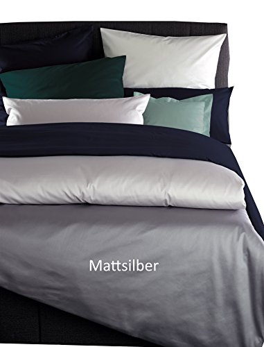 Curt Bauer Mako Satin Bettwäsche Uni Größe 155x220+80x80 cm Farbe 3616 Mattsilber
