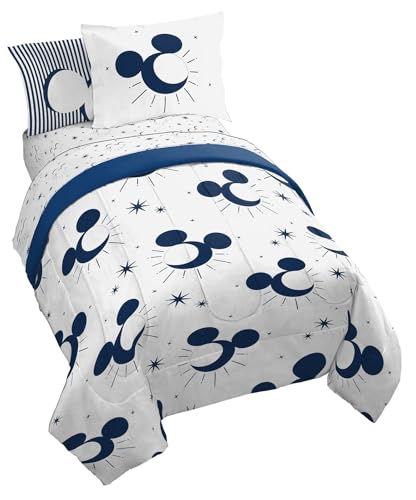 Disney Mickey Mouse Bettwäsche-Set für Doppelbett, 5-teiliges Bettwäsche-Set mit Bettlaken und Kissenbezügen, superweiche, gemütliche himmlische Bettwäsche