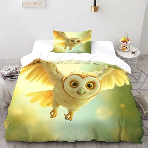 SOBKLIDE Eule Bettwäsche-Set,Bettwäsc he-Set,2-teilig,fürKinde r,Jungen,Mädchen,Erwachs ene,Blumendruck Daunendecke,Single?135x20 0cm?