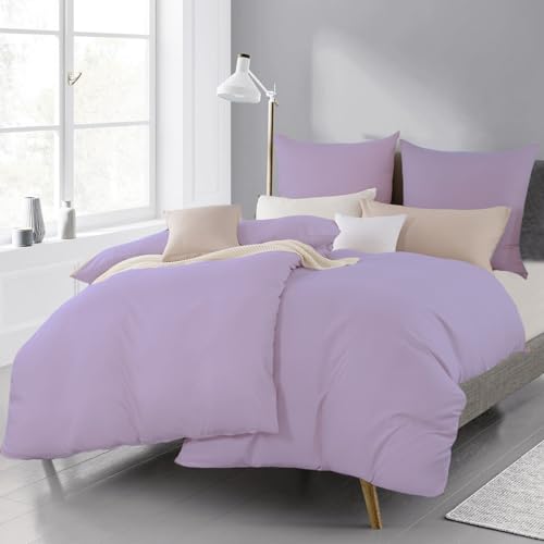 Beqnat Bettwäsche 135x200 4teilig Lavendel Lila - Superweich Bettwäsche-Sets Bettbezug 135 x 200 4tlg Kissenbezug 80x80 2er Set aus Premium Mikrofaser mit Reißverschluss