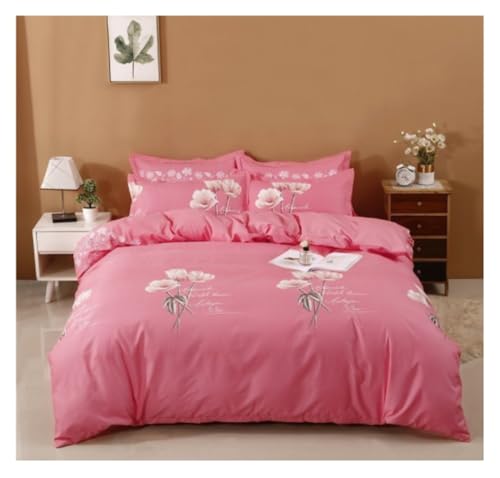 Bettbezug-Set, Bettbezug-Sets, Bettbezug, verdickt, gebürstet, vierteilig, Bett, Herbst- und Winterbettbezug, Bettwäsche-Set (Pink 2,2 m)