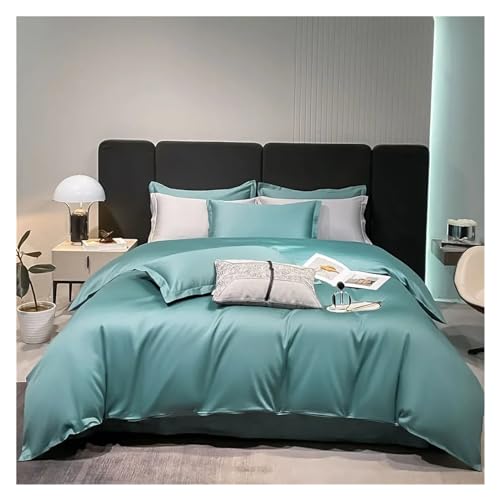 Bett, Grün, 100% ägyptische Baumwolle, Bettlaken, Bettdecken-Set, Bettwäsche, 200 x 220 cm, 4-teilig, MM-102