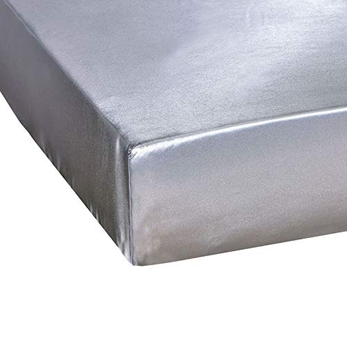 Luxuriöses Spannbetttuch, Satin, Seide, Mikrofaser, tiefe Taschen, Euro-Einzelbett, 88,9 x 200,7 cm + 30,5 cm, passend für 30 cm tiefe Matratzen, weiche und glatte Bettwäsche für Doppelbett, Grau