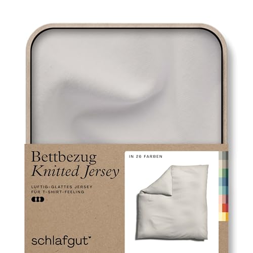 schlafgut Knitted Jersey Bettwäsche 135x200cm Bettdecke Bezug einzeln, Multicolor Uni, weich und faltenfrei mit Elasthan (Sand Light, 240x220)