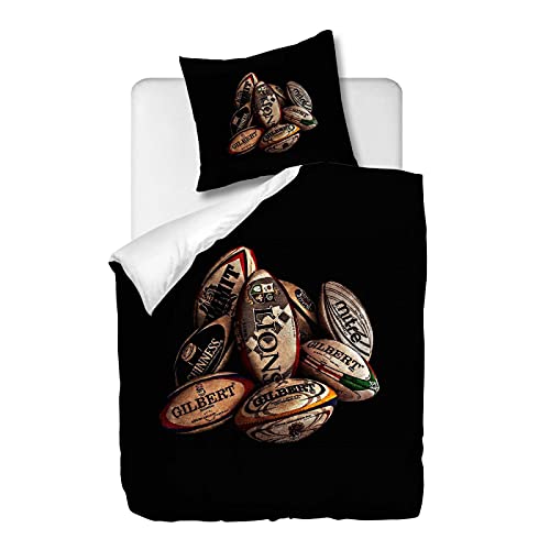 Bettwäsche Set 2 teilig,Klassischer Rugby Bettbezüg 135 x 200 cm und 1 Kissenbezüg 80 x 80 cm,Hypoallergenic,70% Polyester/30% Lyocell Mikrofaser Schlafkomfort und mit Reißverschluss - Muster 1