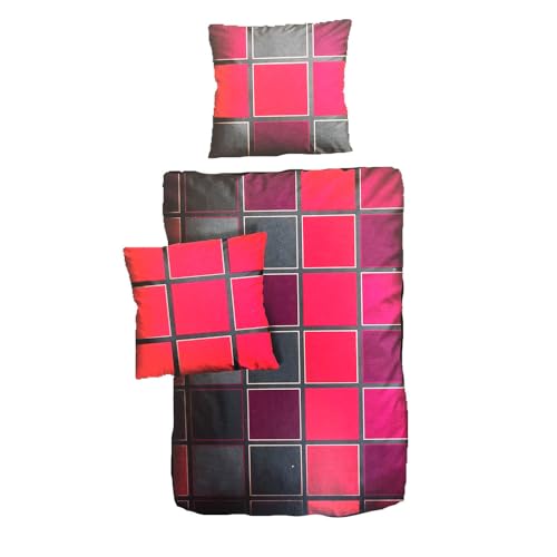 ABOUT YOUR HOME EST 2020 Hochwertige Baumwolle Bettwäsche Kariert Rot Schwarz 135x200 80x80cm
