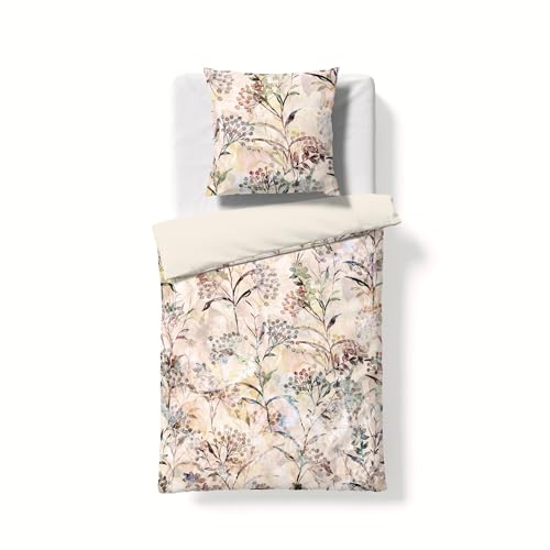 fleuresse Valencia Samt Flanell Bettwäsche 240x220 Wende Gräser Creme 584379-3
