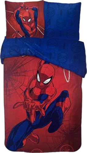 Bettwäsche Spiderman für Kinder, wendbarer Bettbezug, 140 x 200 cm, Kissenbezug 63 x 63 cm, 100 % Baumwolle (Spiderman-Bettwäsche, 140 x 200 cm)