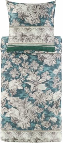 Bassetti BOBOLI Bettwäsche + 1 Kissenhülle aus 100% Baumwollsatin in der Farbe Grün V1, Maße: 135x200 + 1 K 80x80 cm - 9329896
