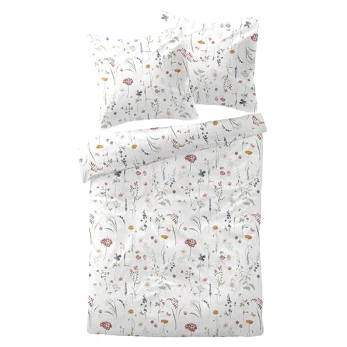 Traumschlaf Moderne Biber Bettwäsche Glennallen bunt kuschelig weich aus 100% Baumwolle mit Reißverschluss - Made in Germany 135x200 cm + 80x80 cm