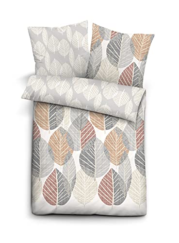 biberna 0004168 Bettwäsche Garnitur mit Kopfkissenbezug Komfort-Feinbiber 1x 135x200 cm + 1x 80x80 cm, natur