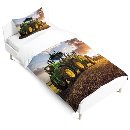 LLTTEER Bettwäsche für Kinder,Kinderbettwäsche Muster 3D Druck Mikrofaser 1 Kopfkissenbezug 40x60cm Bettwäsche für Einzelbett ? (Traktor 03, 120 x 150cm)