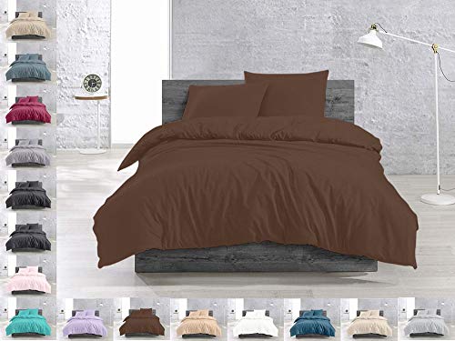  Bettgarnitur Bettbezug 100% Baumwolle 135x200 155x220 200x200, Farbe:Braun, Größe:135 x 200 cm