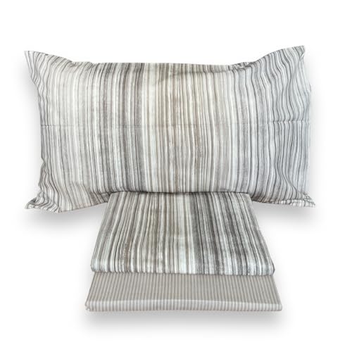Zucchi Bettwäsche-Set für Doppelbett, 100 % Baumwolle, Art. Fine Line mit 4 Kissenbezügen (1-Beige)