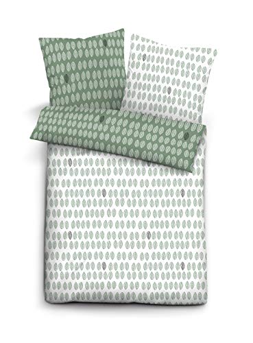 biberna 0656720 Bettwäsche Garnitur mit Kopfkissenbezug GOTS Bio-Baumwoll-Mako-Satin 1x 135x200 cm + 1x 80x80 cm fichte