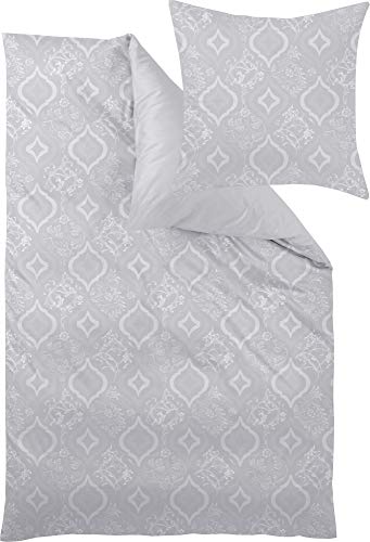 Curt Bauer Mako-Brokat Damast Bettwäsche Harriet Silber