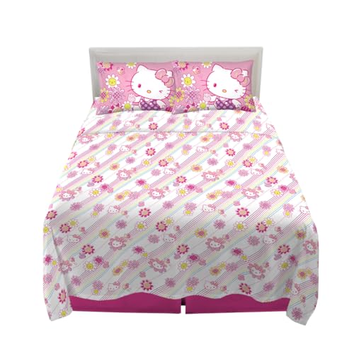 Franco Hello Kitty Bedding Bettwäsche-Set, superweiches Mikrofaser, Queen-Size-Bett, Hello Kitty (offizielles Lizenzprodukt)