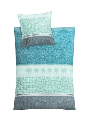 Kleine Wolke 6253675952 Bettwäsche Estrella, Maße: 135 x 200 cm und 80 x 80 cm, Farbe: Petrol