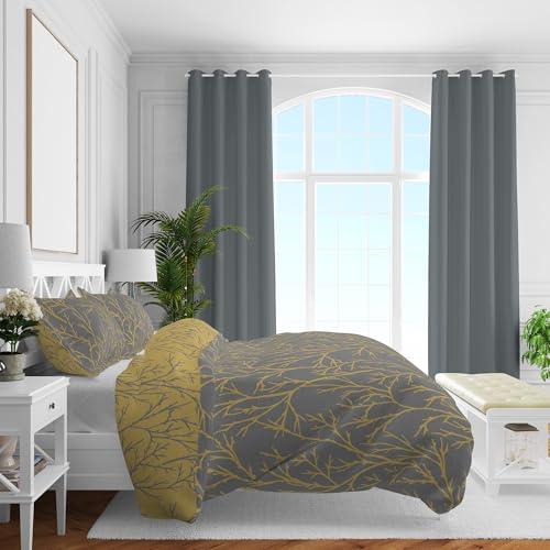 Brielle Mako Satin Bettwäsche Set - Wendebettwäsche - 100% Baumwolle/Fadenzahl 220 - seidig weich, luxuriös, mit Reißverschluss - Gelb-Grau - 2-teilig - Deckenbezug 140x220cm, Kissenbezug 60x70cm Brielle Mako Satin Bettwäsche Set - Wendebettwäsche - 100% Baumwolle/Fadenzahl 220 - seidig weich, luxuriös, mit Reißverschluss - Gelb-Grau - 2-teilig - Deckenbezug 140x220cm, Kissenbezug 60x70cm