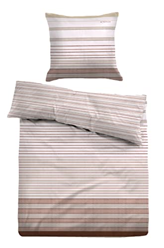 TOM TAILOR 0047675 Bettwäsche Garnitur mit Kopfkissenbezug Baumwoll Linon - Vision 1x 155x220 cm + 1x 80x80 cm, Terra
