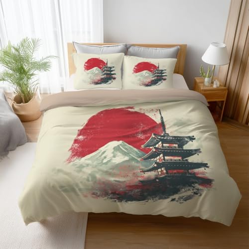 Beige Elegant Schneeberg Architektur B 135 x H 200cm Bettbezug und Kissenbezüge Weiche Mikrofaser Ästhetik Pflegeleichtes Material Premium Multicolor Atmungsaktiv Duvet Cover mit Kissenbezüge