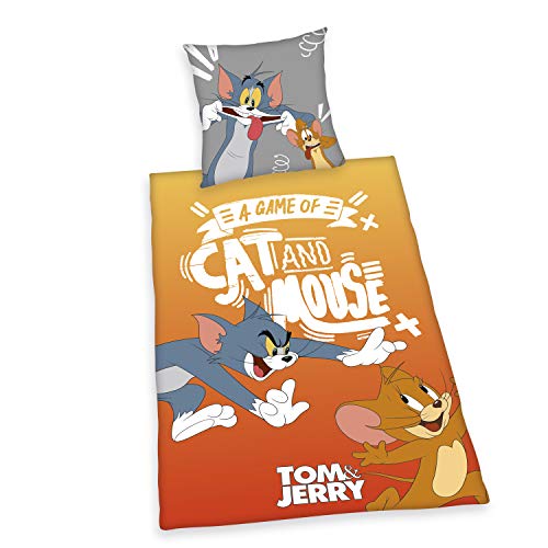 Herding Tom & Jerry Bettwäsche-Set, Wendemotiv, Kopfkissenbezug 80 x 80 cm, Bettbezug 135 x 200 cm, Mit leichtläufigem Reißverschluss, Baumwolle/Renforcé Herding Tom & Jerry Bettwäsche-Set, Wendemotiv, Kopfkissenbezug 80 x 80 cm, Bettbezug 135 x 200 cm, Mit leichtläufigem Reißverschluss, Baumwolle/Renforcé