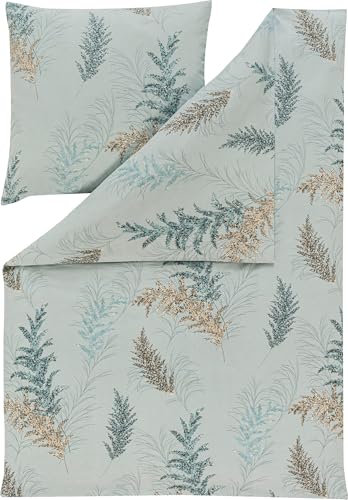 ESTELLA Feinflanell Bettwäsche Bormio aquamarin 1 Bettbezug 155 x 220 cm + 1 Kissenbezug 80 x 80 cm