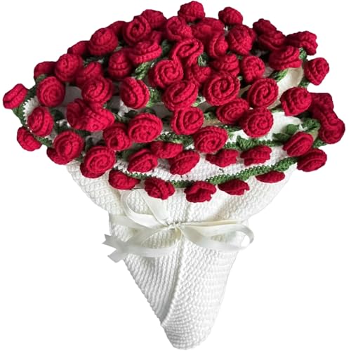 Fertige Rosenstrauß-Häkelblumen decke, DIY Handgefertigte Häkel-Rosenblumen-Überw urfdecke Mit 52 3D-Rosen, Weich Und Leicht for Die Bettwäsche-Dekoration Zu Hause(110CM)