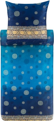 Bassetti PALLAVICINO Bettwäsche + 1 Kissenhülle aus 100% Baumwollsatin in der Farbe Blau B1, Maße: 135x200 + 1 K 80x80 cm - 9329899
