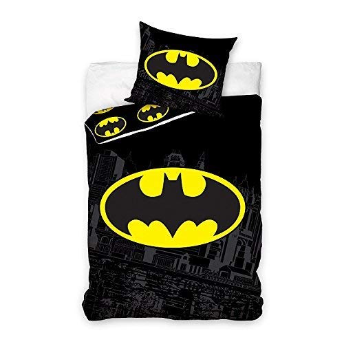 Comics DC Batman Bettwäsche-Set, Bettbezug 135 x 200 cm, Kissenbezug 50 x 75 cm, Baumwolle Comics DC Batman Bettwäsche-Set, Bettbezug 135 x 200 cm, Kissenbezug 50 x 75 cm, Baumwolle