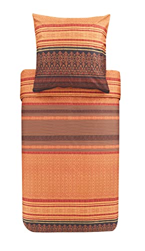 Bassetti Bettwäsche Garnitur Roccaraso R1 aus Baumwolle Mako-Satin in der Farbe Rot 2-Teilig mit Reißverschluss, Maße: 135cm x 200cm, 80cm x, 9323436, 135x200