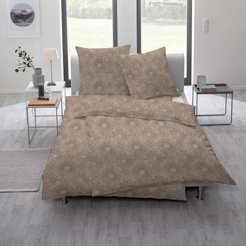 ESTELLA Mako Jersey Bettwäsche 135x200 Amalie Schoko Ornamente Natur 6893-385