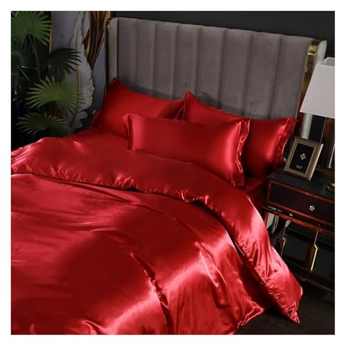AISHANBAIHUODIAN Passend for luxuriöses Rayon-Satin-Bettwäschese t, Bettbezug-Set, Einzel-, Doppel- und Kingsize-Bettwäscheset, 2-teilig/3-teilig/4-teili g, Bettbezug, Bettwäsche-Set(Light pink,US-Full