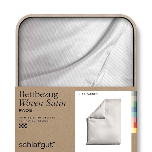 schlafgut Woven Fade Satin Bettwäsche 135x200cm gestreift Bettdecke Bezug einzeln, White Fade in Hotelqualität mit 100% Baumwolle